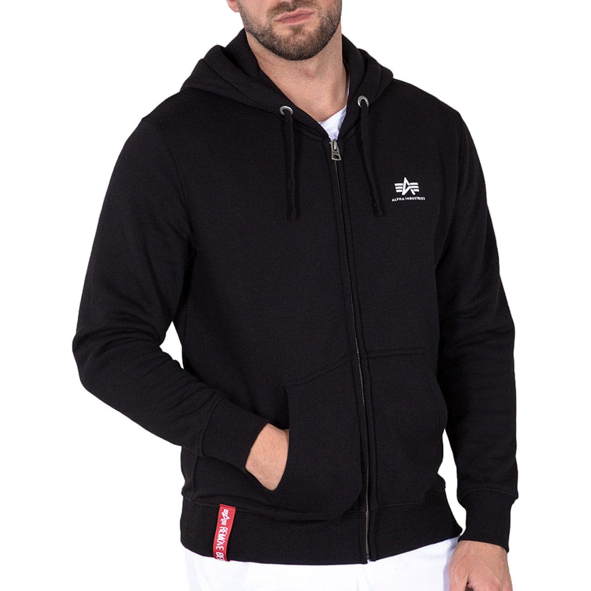Bluza Alpha Industries Basic Zip Hoody Small Logo - Black