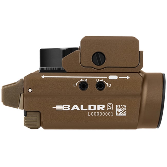 Latarka z celownikiem laserowym Olight BALDR S Desert Tan - 800 lumenów, Green Laser