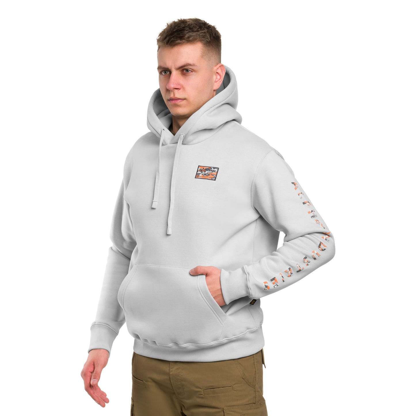 Bluza Alpha Industries Camo Sleeve Hoodie - Pastel Grey