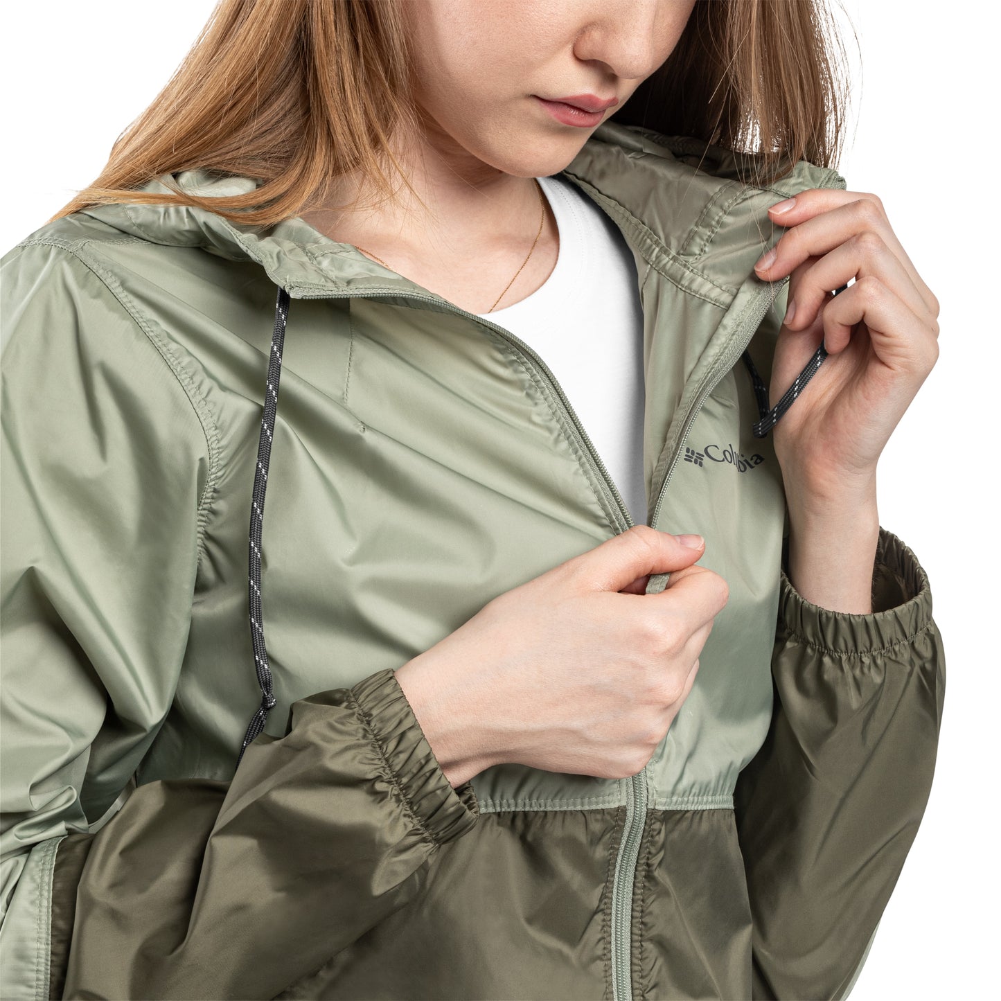 Kurtka damska Columbia Flash Forward II Hooded Windbreaker - Safari/Stone Green