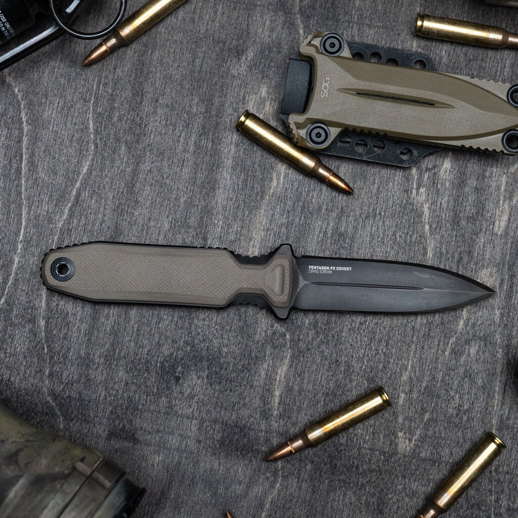 Nóż SOG Pentagon FX Covert - Flat Dark Earth