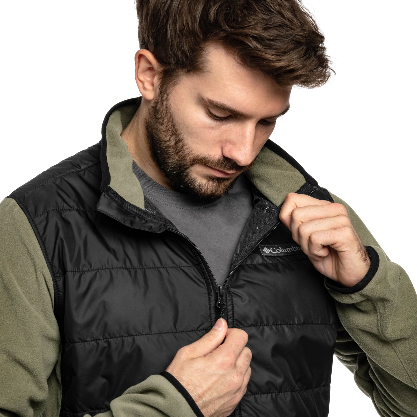 Polar Columbia Basin Butte II Hybrid Fleece Jacket - Stone Green/Black