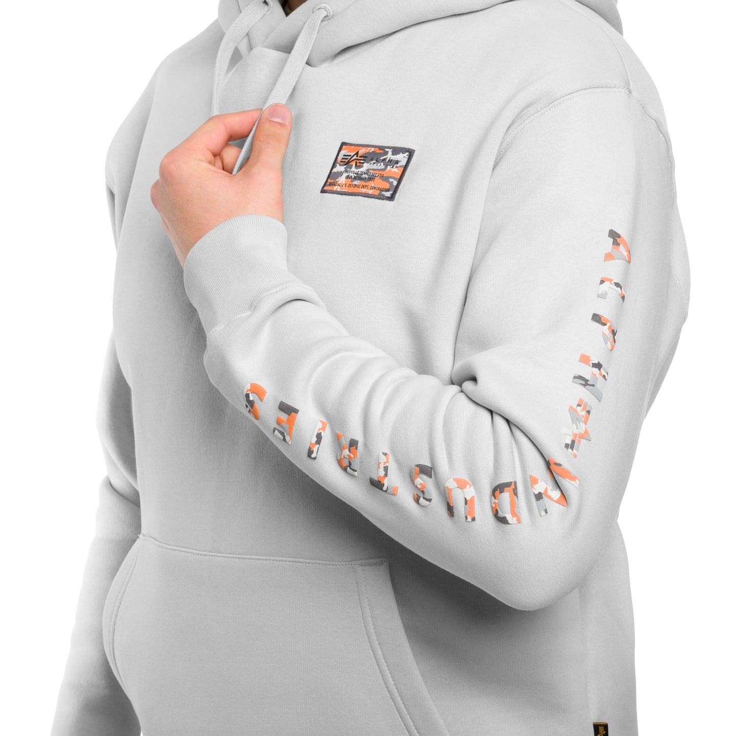 Bluza Alpha Industries Camo Sleeve Hoodie - Pastel Grey