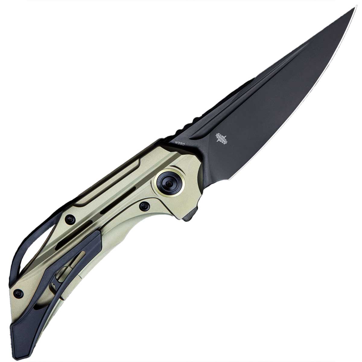 Nóż składany Bestech Knives Vigil - Black Stonewash Blade/Gold Titanium