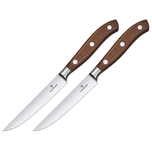 Zestaw dwóch noży kuchennych Victorinox Grand Maitre Wood - nóż do steków 12 cm