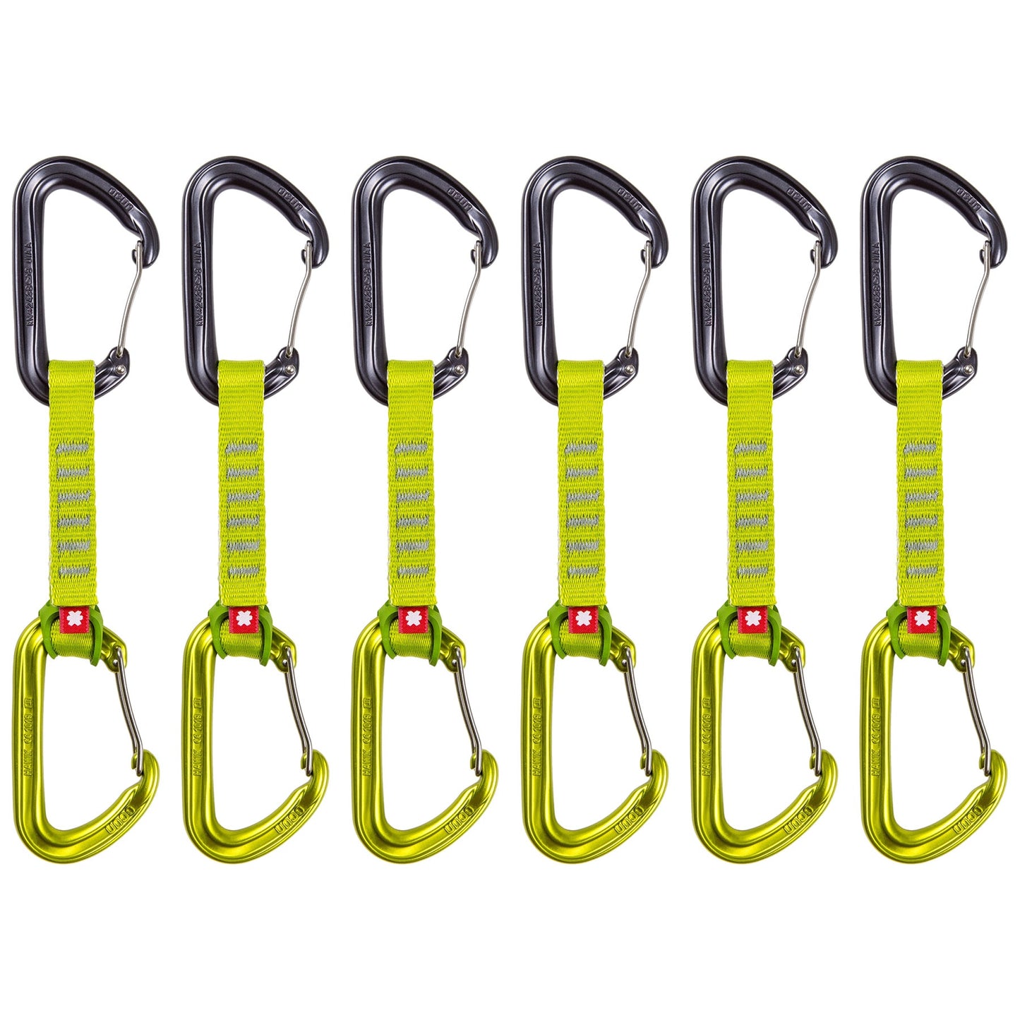 Zestaw 6 ekspresów wspinaczkowych Ocun Hawk QD Wire Eco-Pes 10 cm - Green