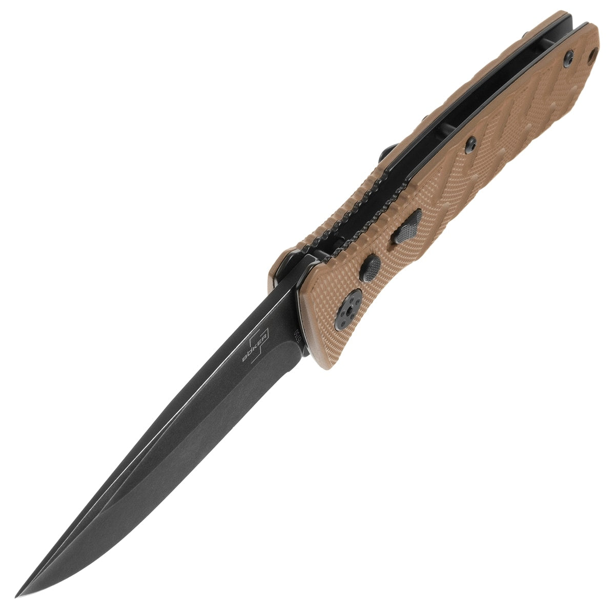 Nóż sprężynowy Boker Plus Strike Spearpoint Coyote