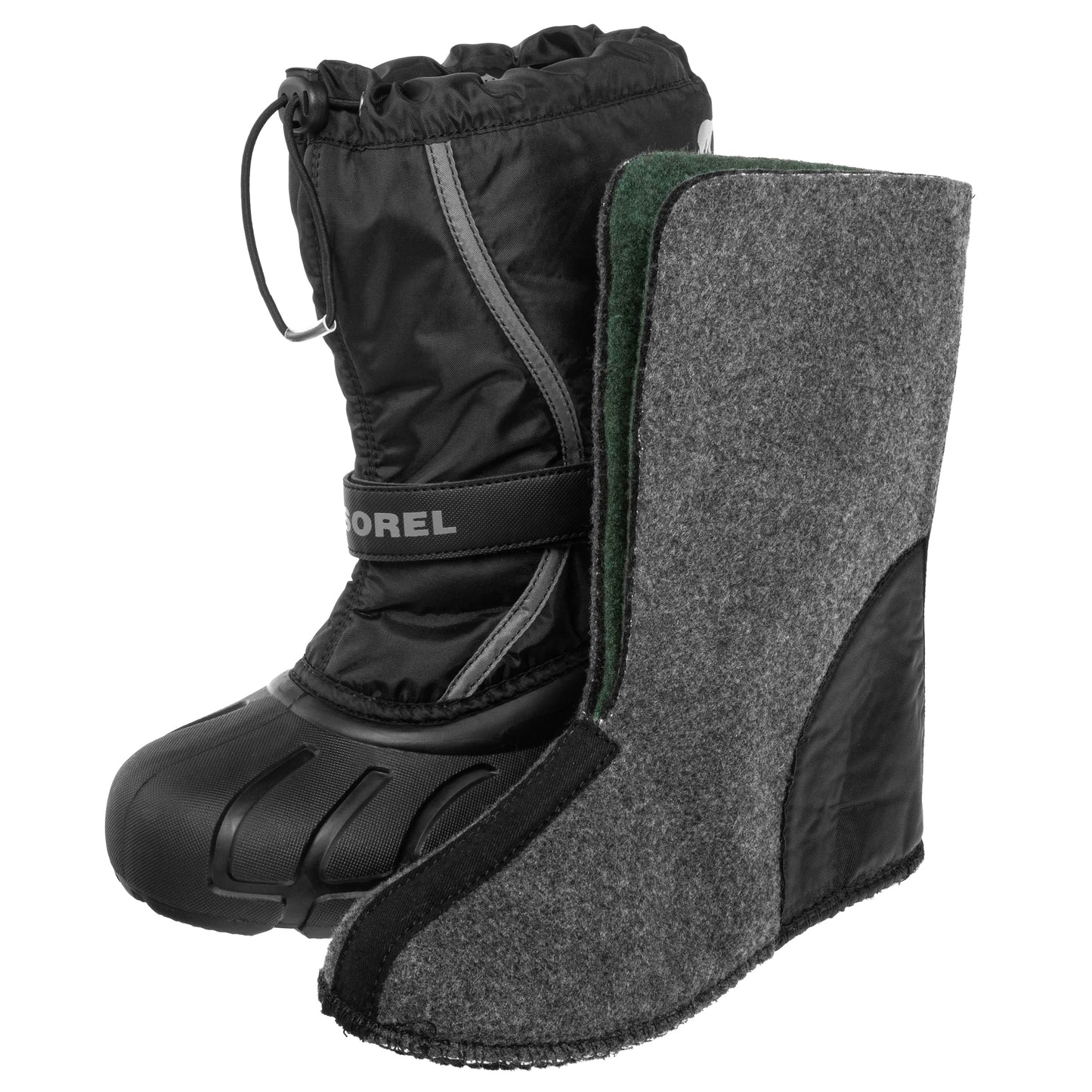 Buty śniegowce dziecięce Sorel Flurry Print Youth Boot - Black/City Grey