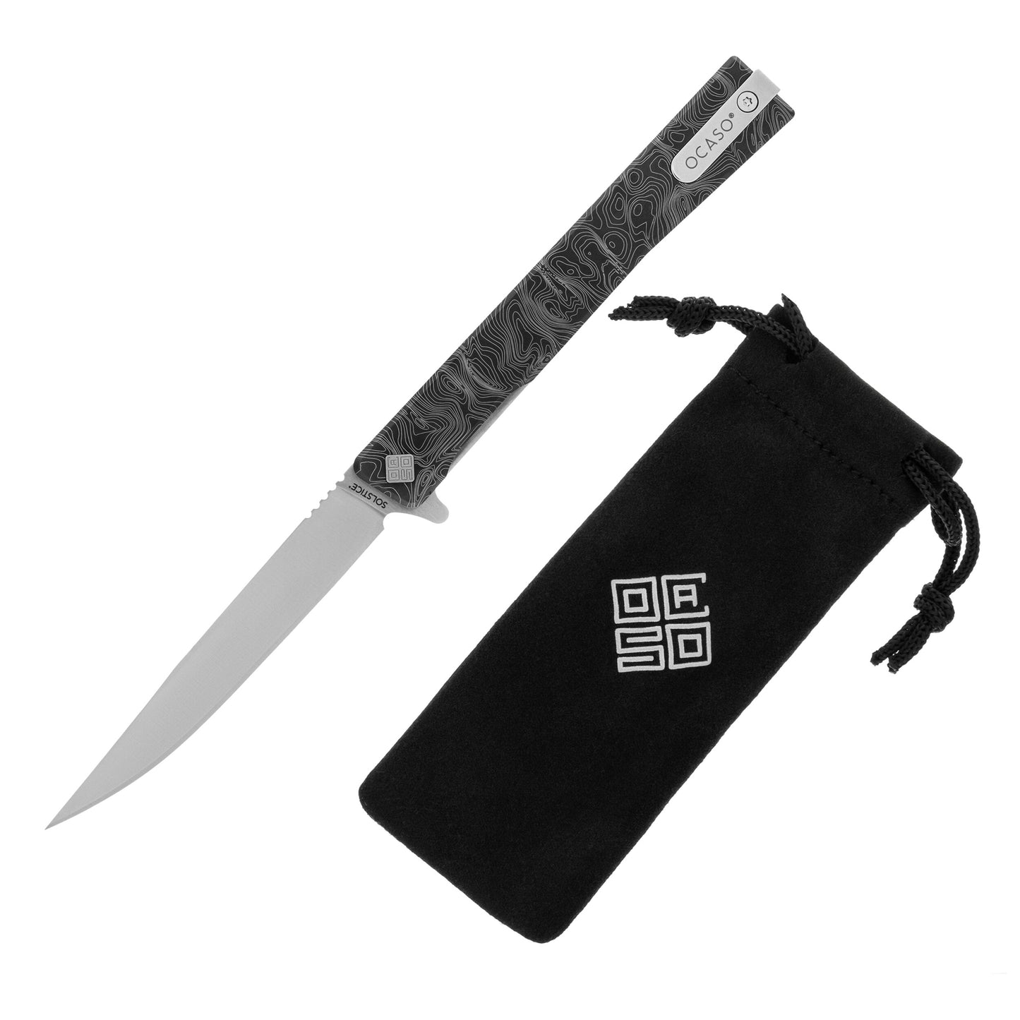 Nóż składany Ocaso Solstice Engraved Titanium - Satin/Topo