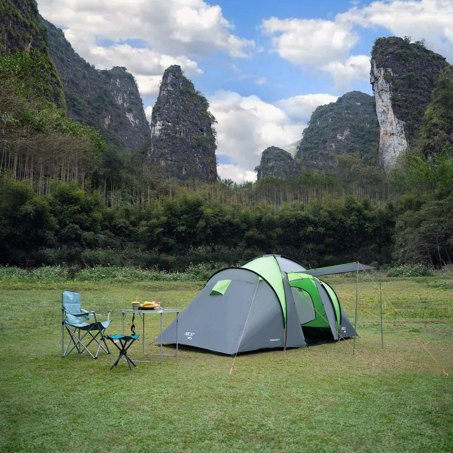 Namiot 4-osobowy Nils Camp Highland IV NC6431 - Zielono-Szary