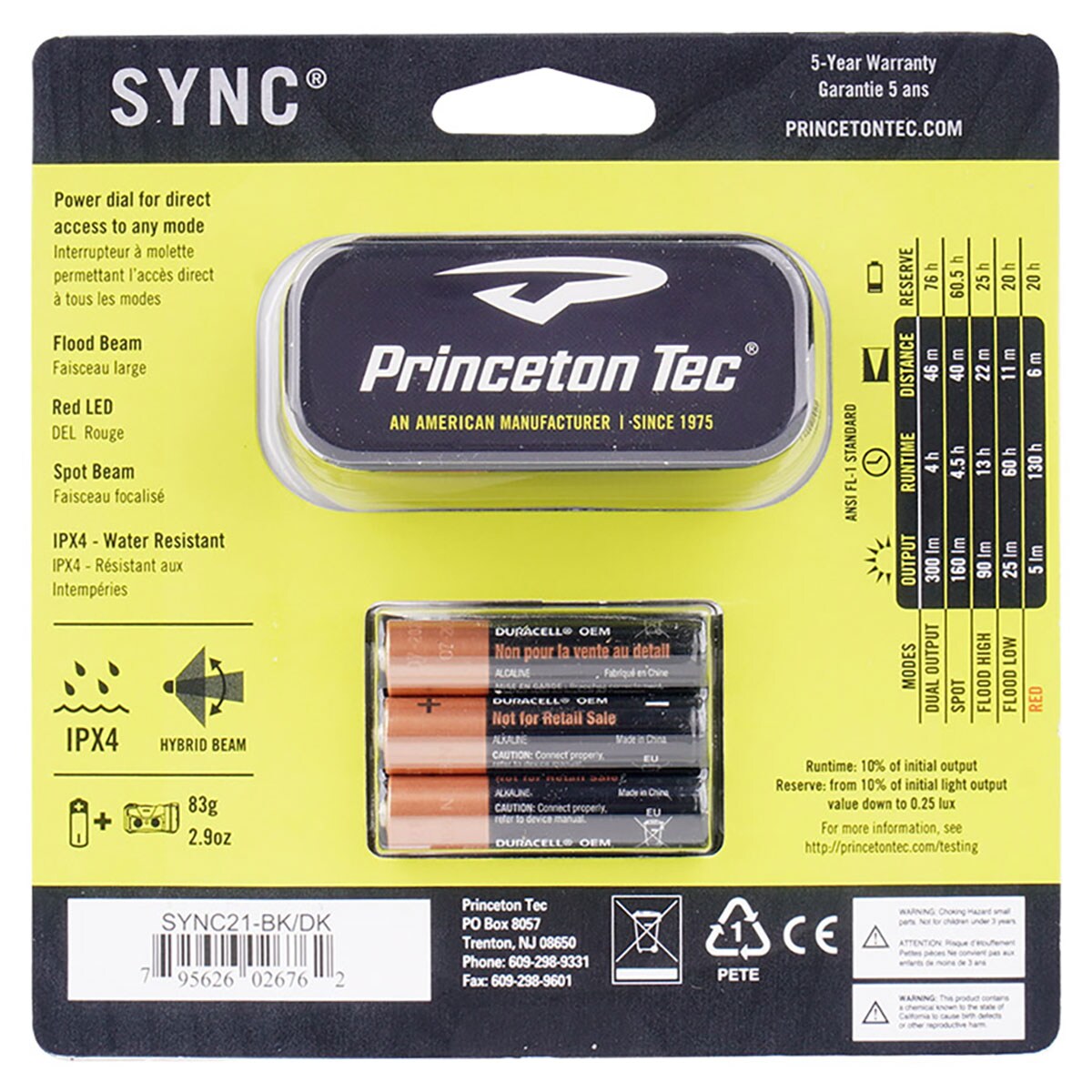 Latarka czołowa Princeton Tec Sync Black- 300 lumenów