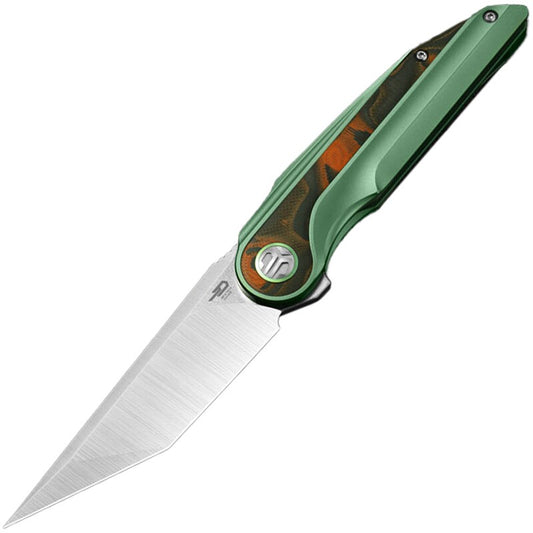 Nóż składany Bestech Knives Blind Fury - Satin/Green Titanium Orange Carbon Fiber