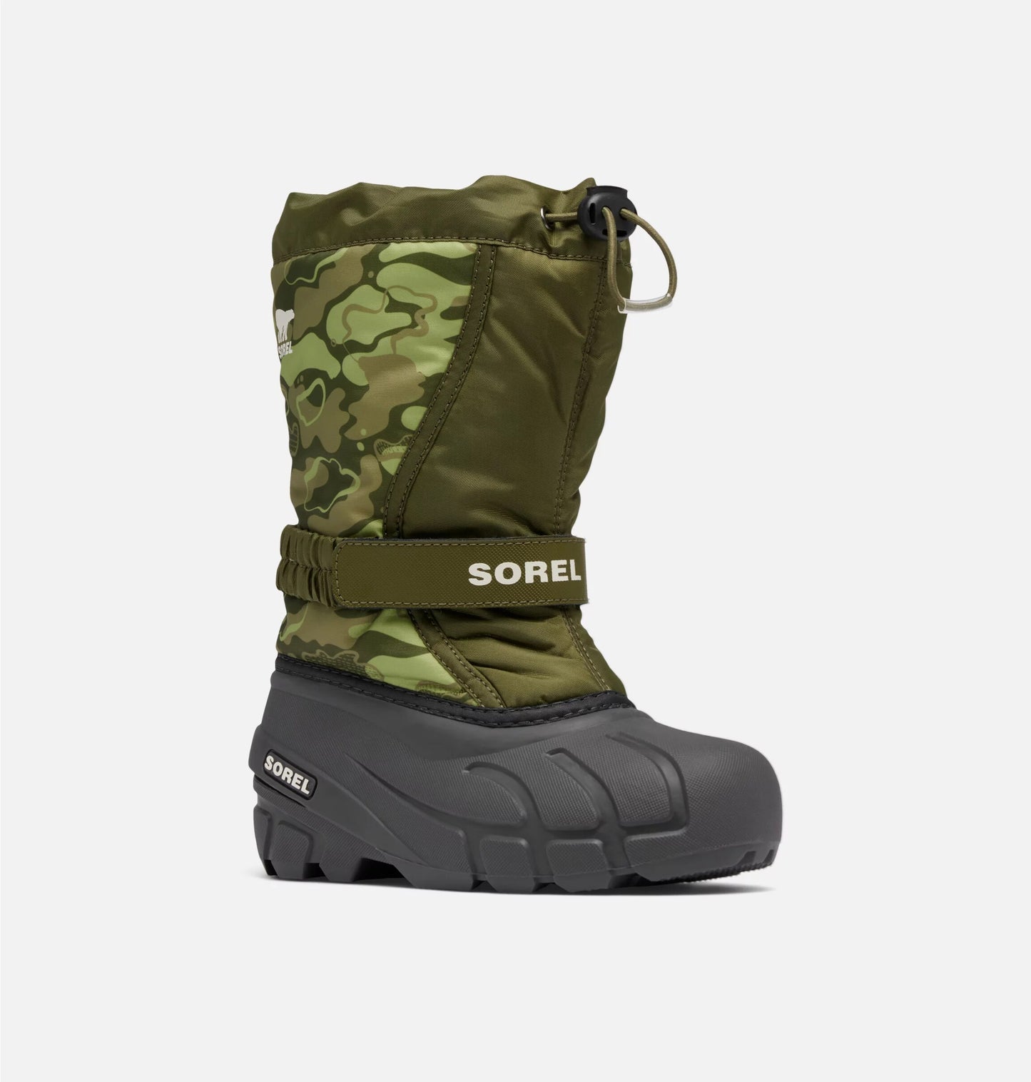 Buty śniegowce dziecięce Sorel Flurry Print Youth Boot - Utility Green/Savory