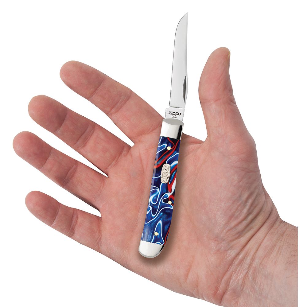 Nóż składany Zippo Mini Trapper - Red/White/Blue Kirinite