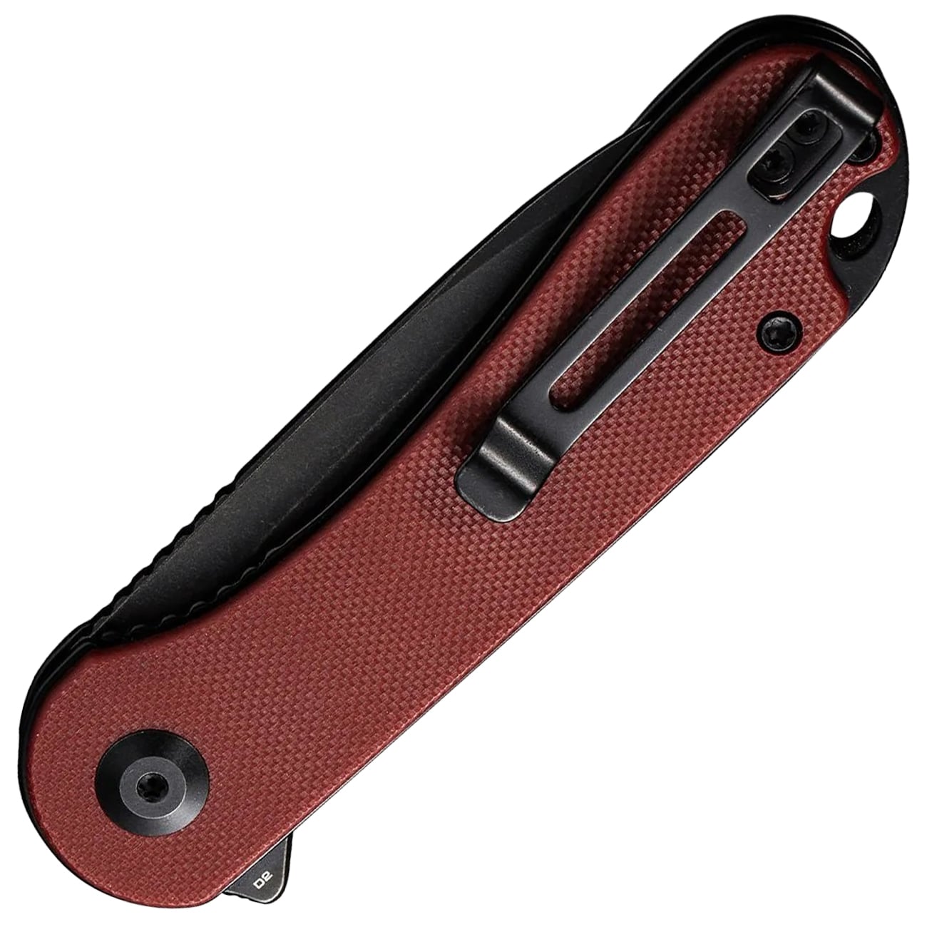 Nóż składany Civivi D2 Elementum Flipper C907A-1 - Black Stonewashed/Burgundy G10