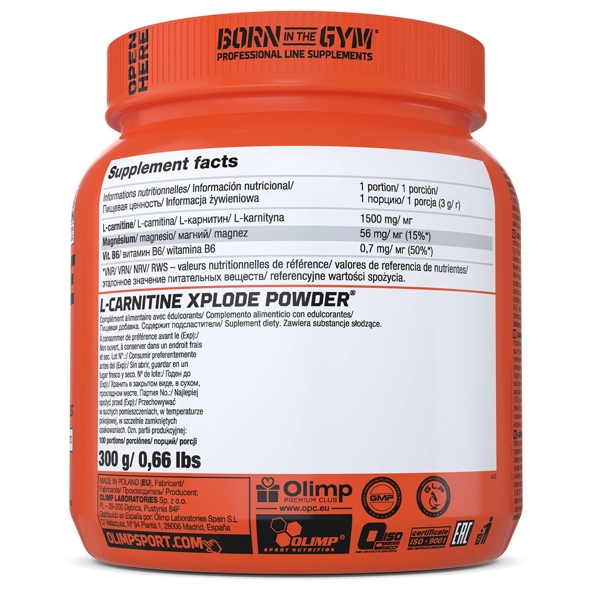 Spalacz tłuszczu Olimp Sport Nutrition Olimp L-Carnitine Xplode Powder - 300 g - pomarańczowy - suplement diety