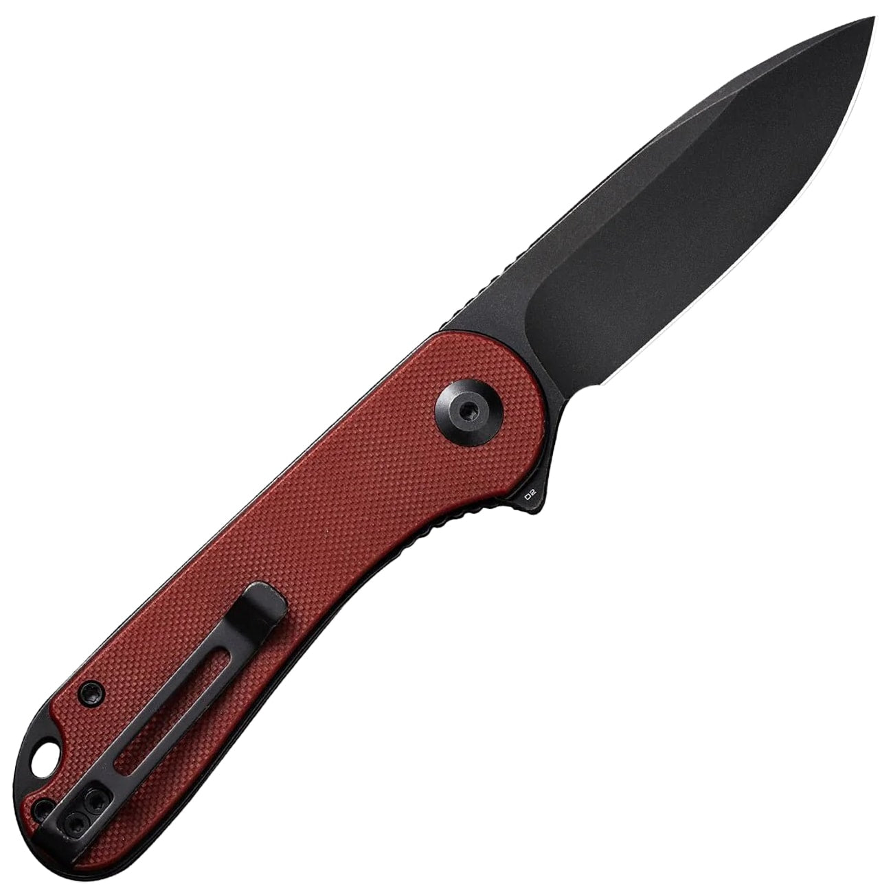 Nóż składany Civivi D2 Elementum Flipper C907A-1 - Black Stonewashed/Burgundy G10