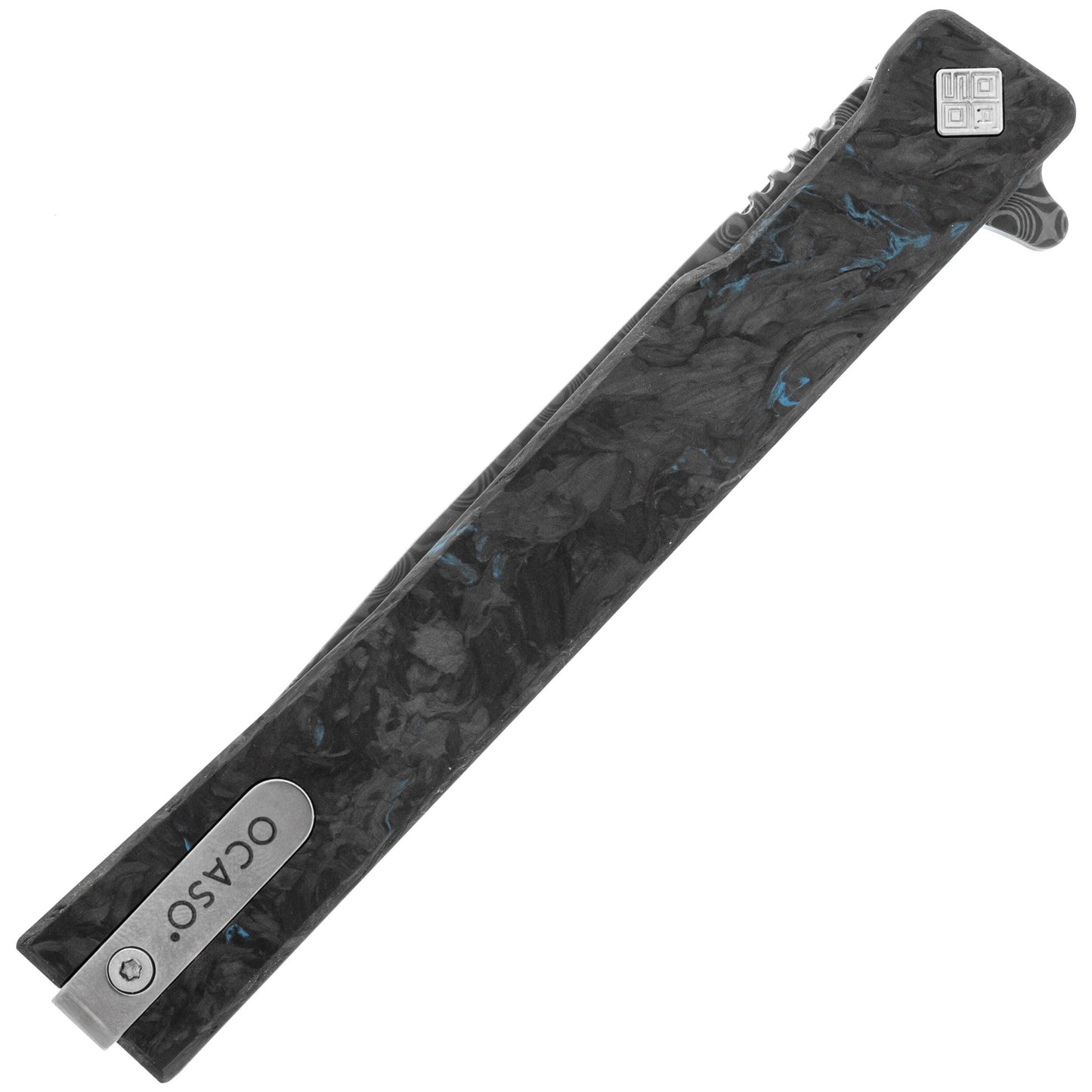 Nóż składany Ocaso Solstice Damascus Fat Carbon - Dark Matter Blue