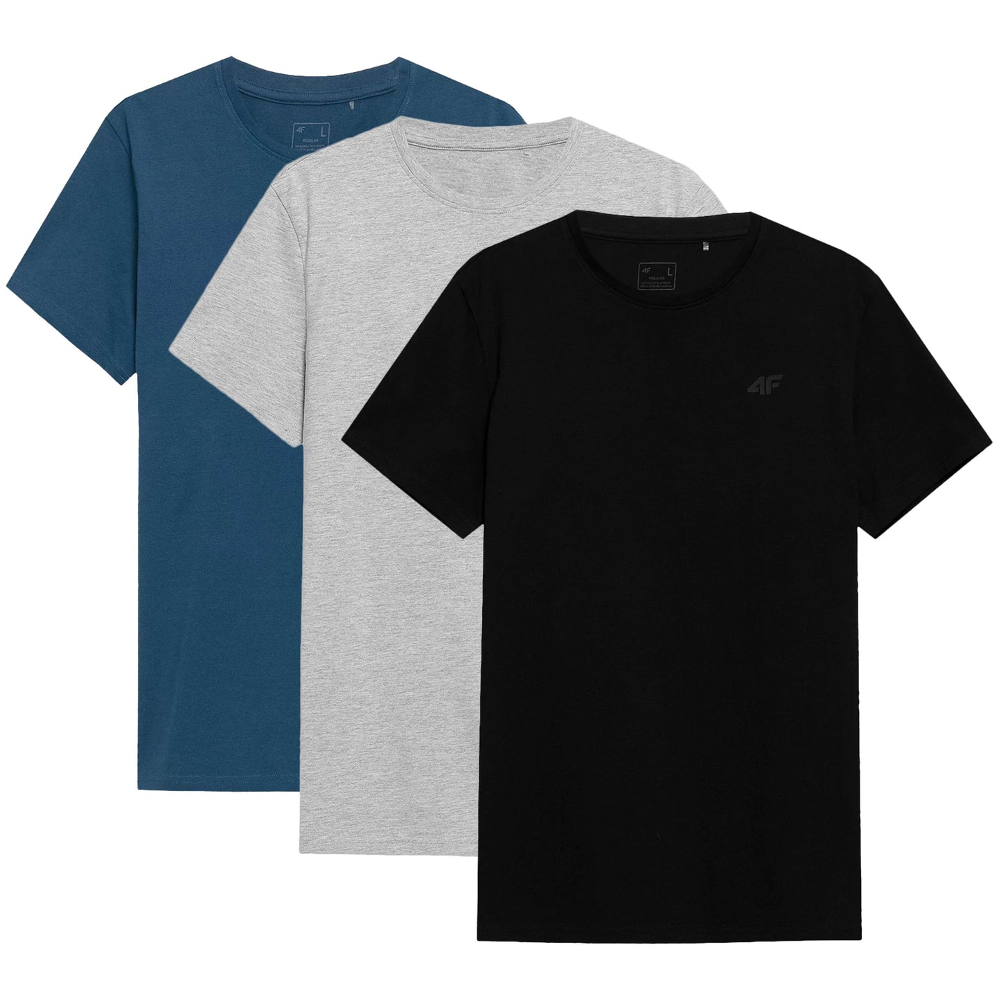 Koszulka T-shirt TTSHM0876 Jasny Szary/Czarny/Denim - 3 szt.