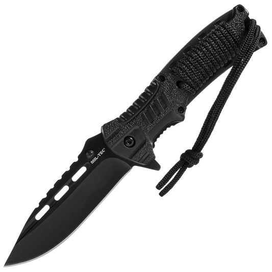 Nóż składany Mil-Tec Paracord z krzesiwem - Black