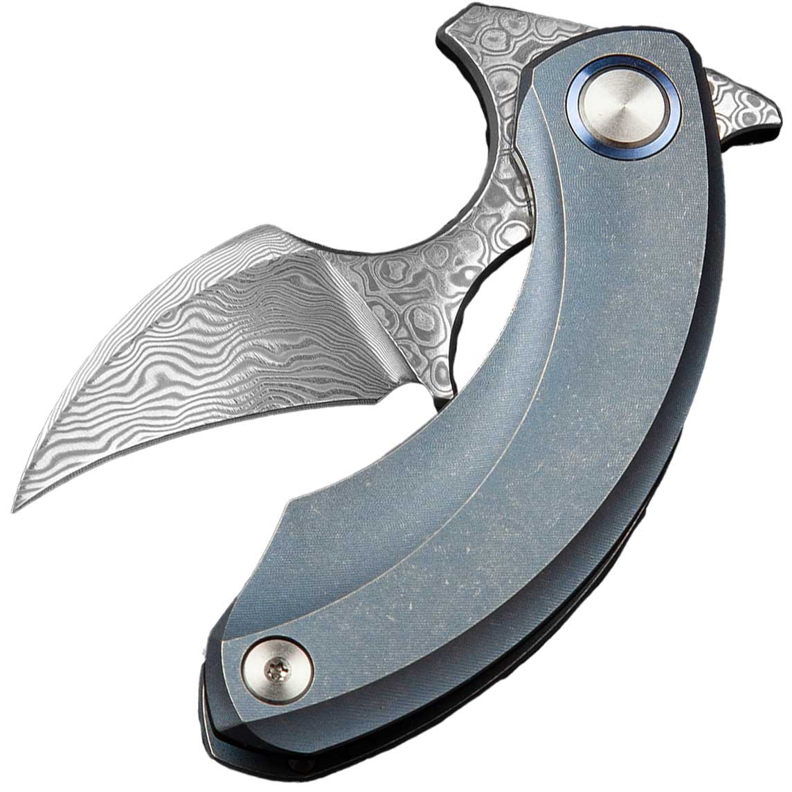 Nóż składany Bestech Knives Strelit - Damascus/Blue Titanium