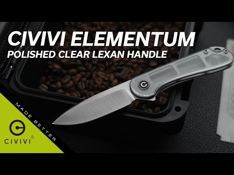 Nóż składany Civivi D2 Elementum Flipper C907A-7 - Satin/Polished Clear Lexan