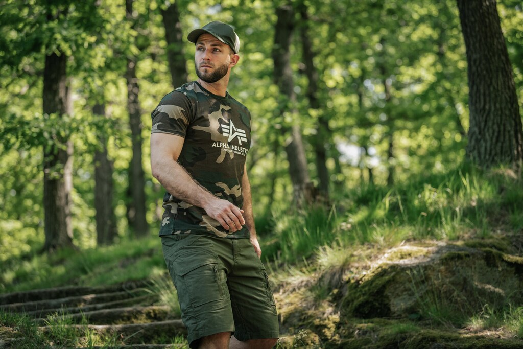 Koszulka T-shirt Alpha Industries Basic - Woodland Camo 65