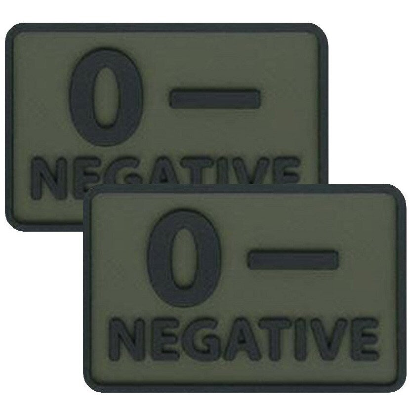 Emblemat PVC Helikon grupa krwi 0/Rh- Olive Green - 2 szt.