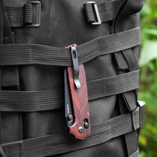 Nóż składany Oknife Rubato Damascus G10 Black/Red - stal nierdzewna 154CM