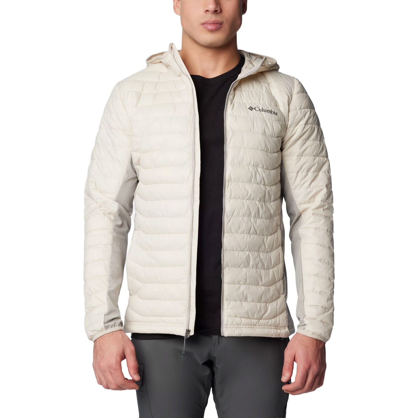 Kurtka Columbia Powder Pass Hooded Hybrid Down Jacket - Dark Stone/Flint