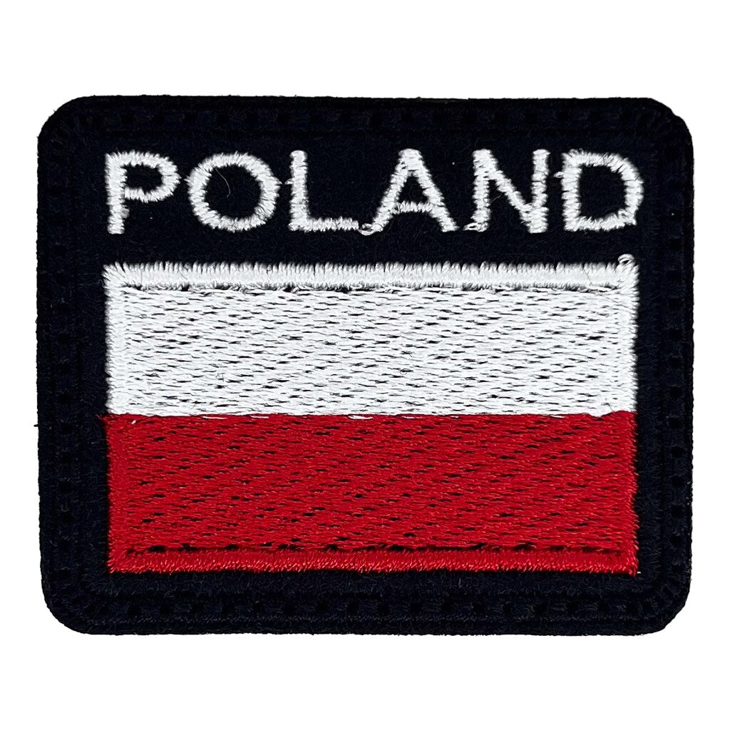 Naszywka flaga Polski z napisem Poland 52 x 42 mm
