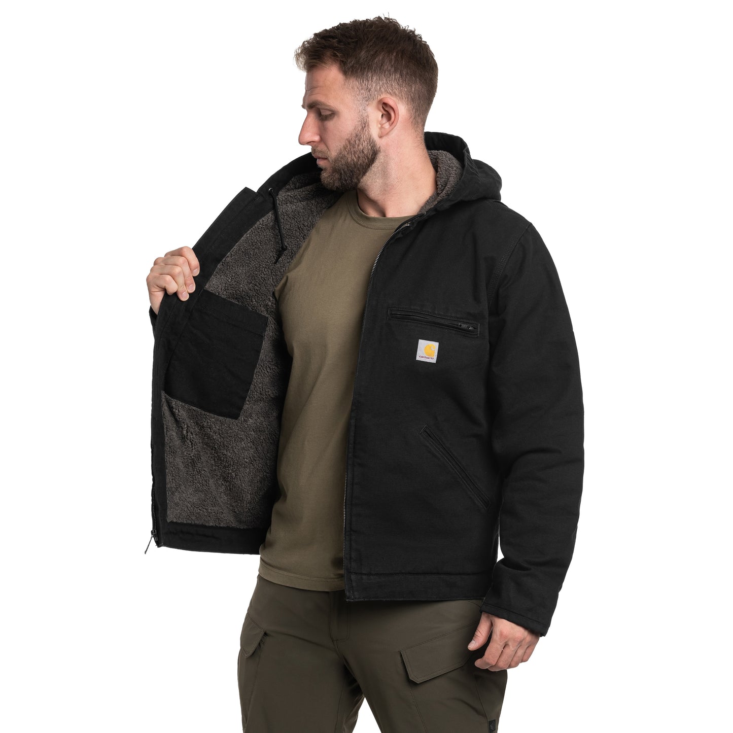 Kurtka Carhartt Washed Duck Sherpa Lined - Black