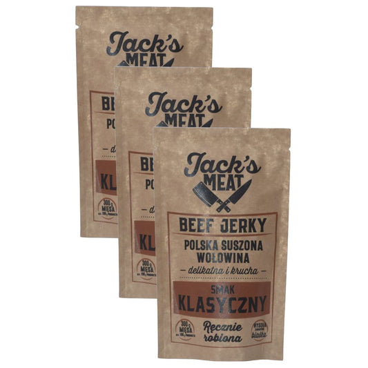Suszona wołowina Jack's Meat Beef Jerky smak klasyczny 30 g - 3 szt.