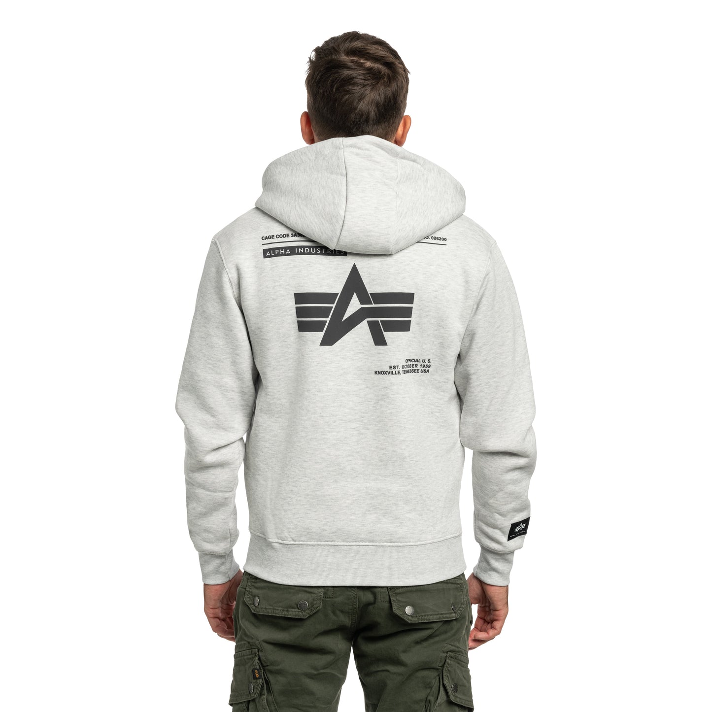 Bluza Alpha Industries Label Backprint Hoodie - Pastel Grey