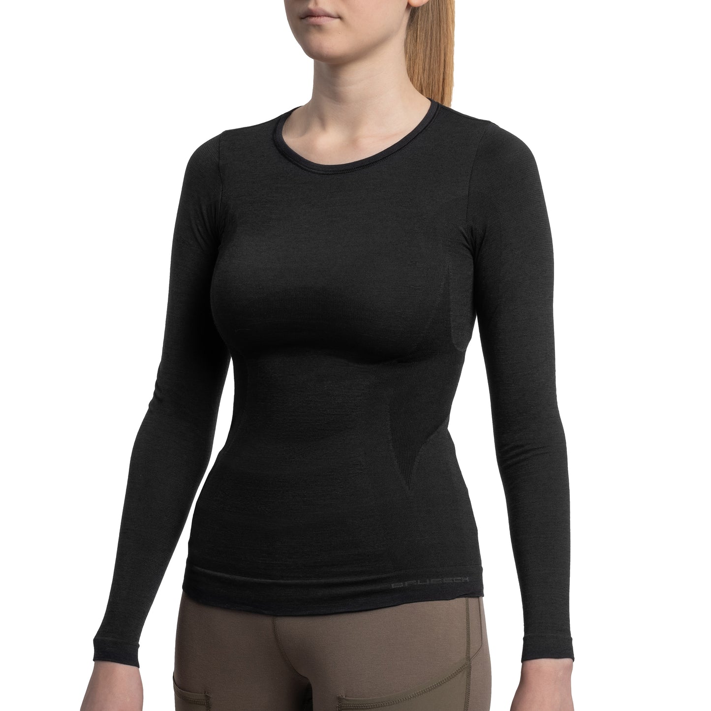 Koszulka termoaktywna damska Brubeck Comfort Wool - Czarna