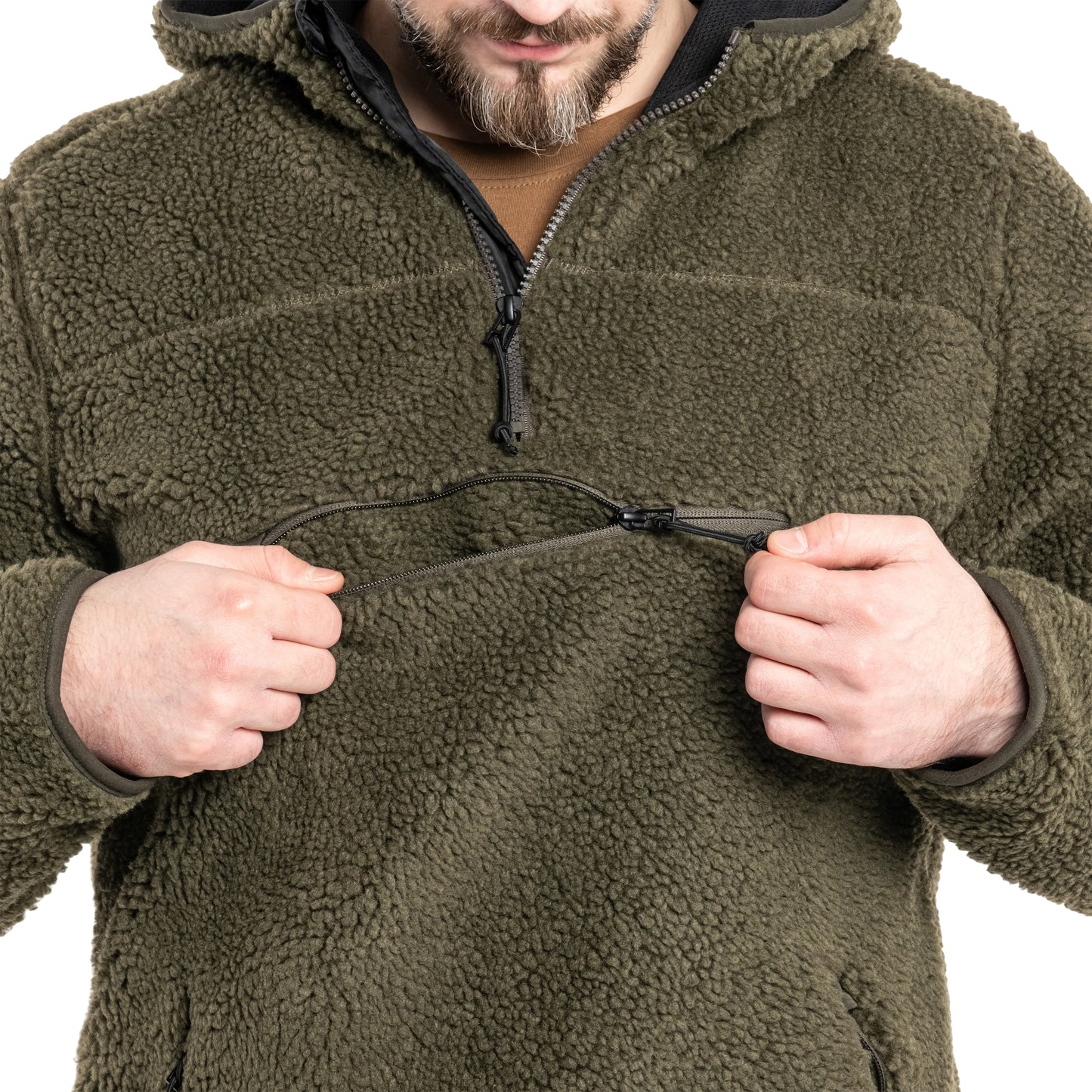Polar Brandit Teddyfleece Worker Pullover - Olive
