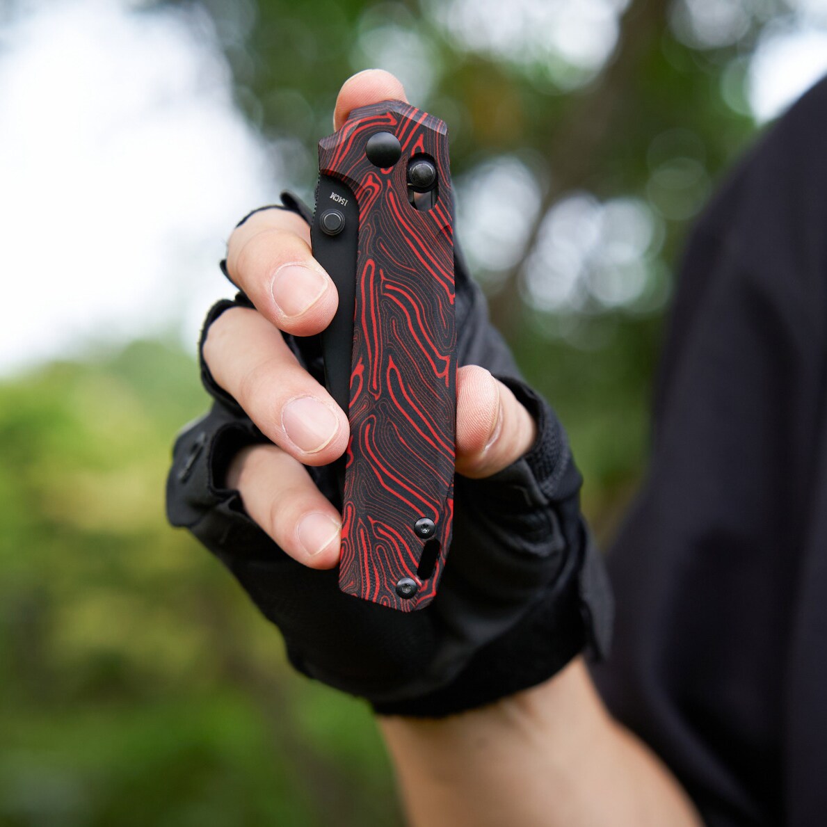 Nóż składany Oknife Rubato Damascus G10 Black/Red - stal nierdzewna 154CM