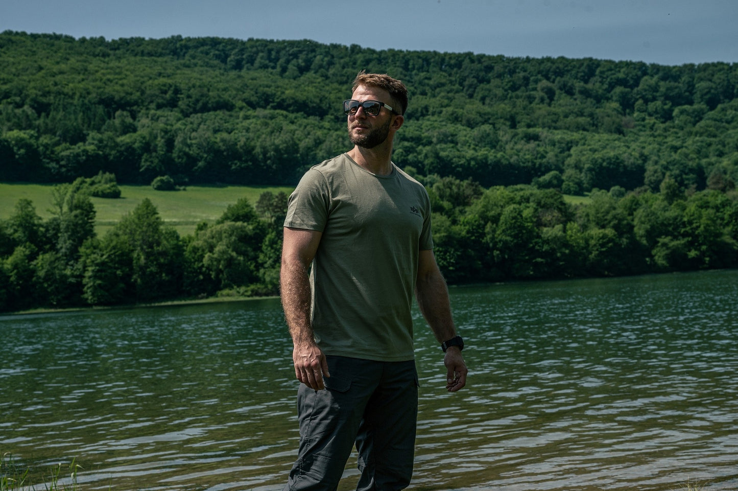 Koszulka T-Shirt Alpha Industries Backprint - Olive/Black