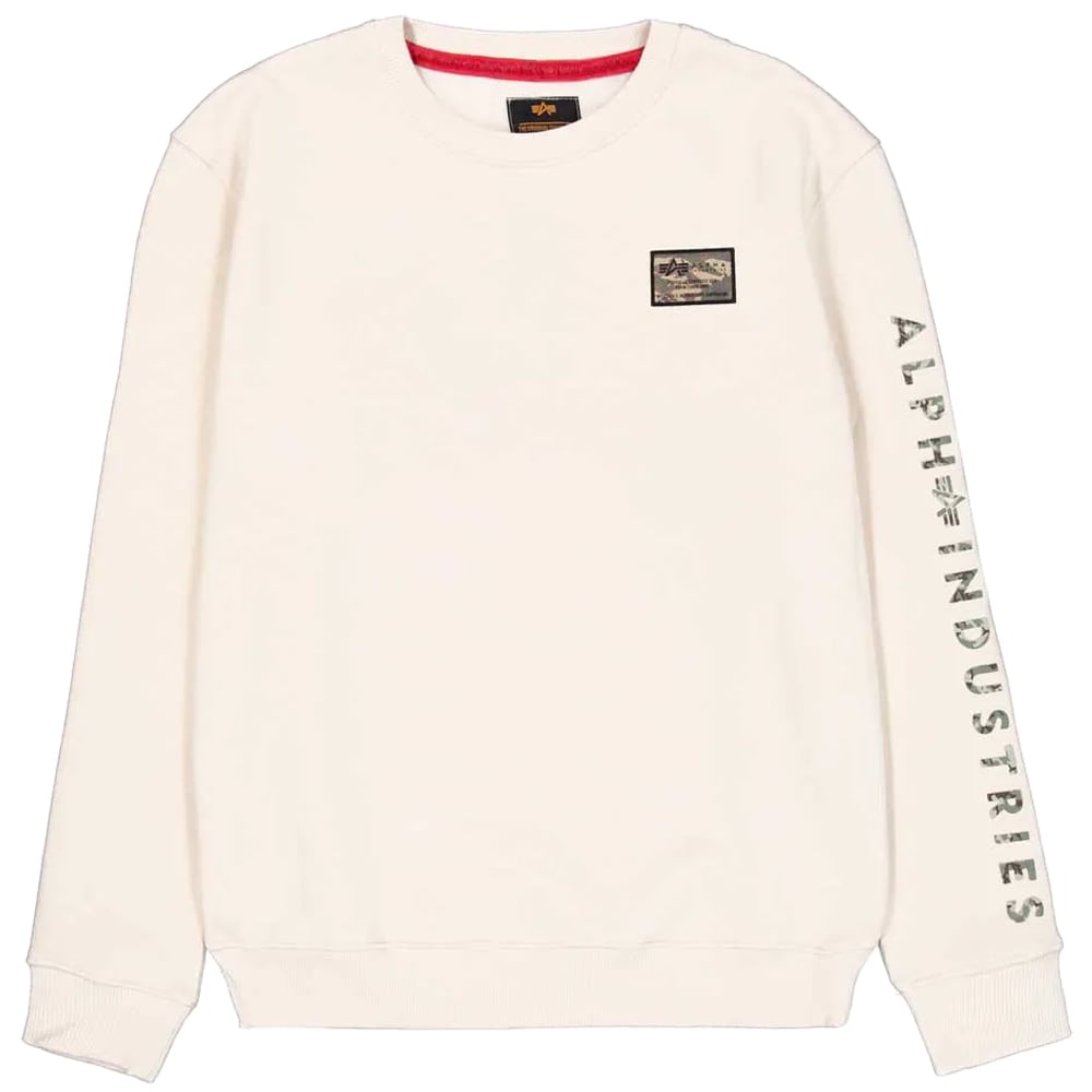 Bluza Alpha Industries Camo Sleeve Crewneck - Vintage White