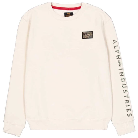 Bluza Alpha Industries Camo Sleeve Crewneck - Vintage White