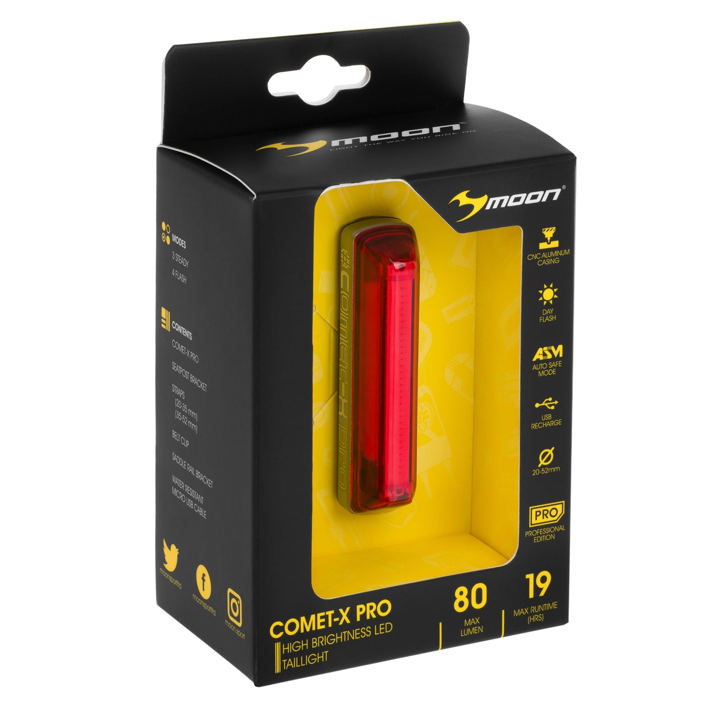 Światło rowerowe tylne Moon Comet-X Pro - 80 lumenów