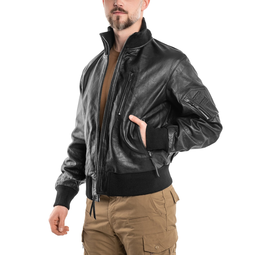 Kurtka skórzana Mil-Tec BW German Leather Flight Jacket - Black