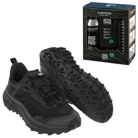 Buty Fortux GTX Tactical Black + Care Set Lowa do czyszczenia obuwia - zestaw