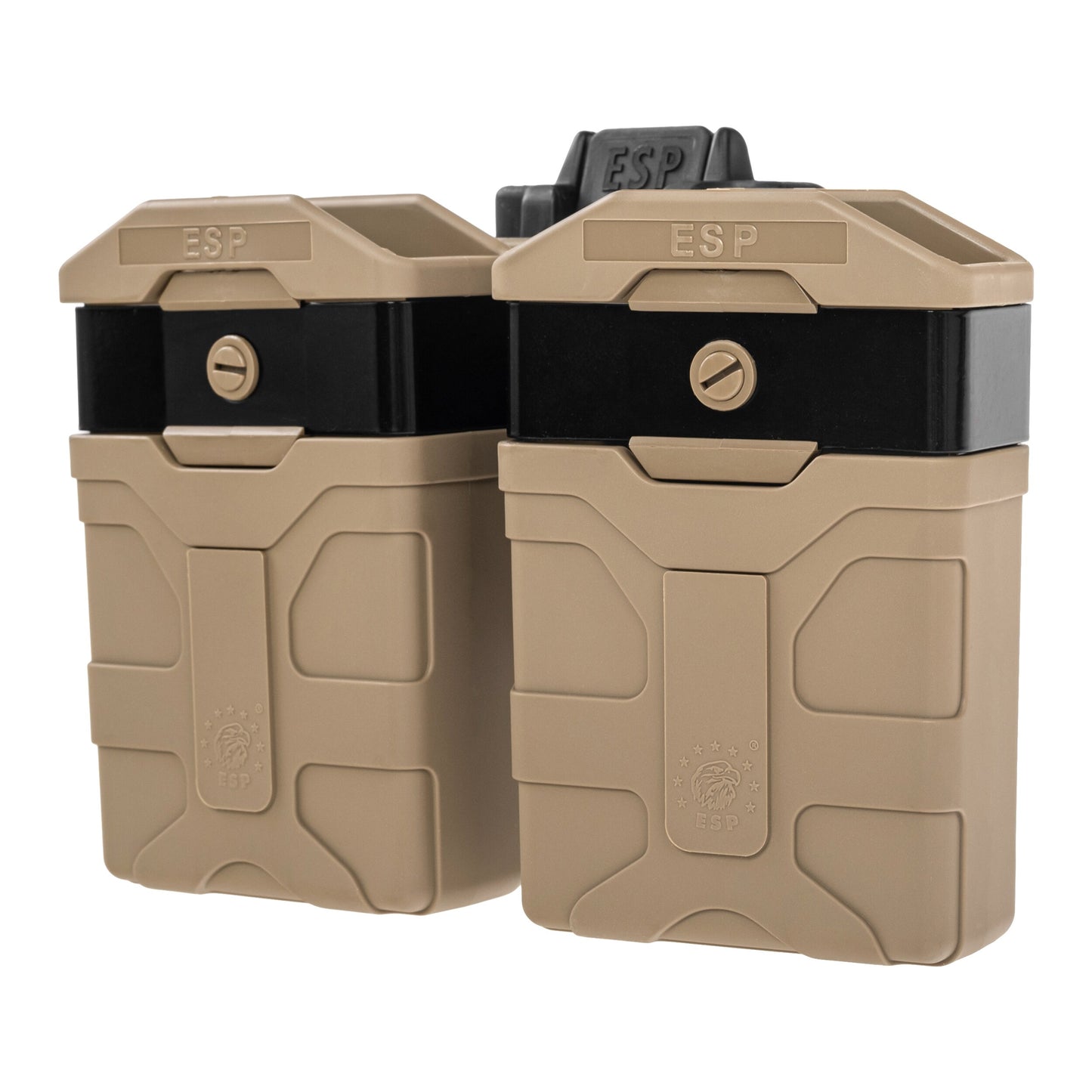 Podwójna ładownica obrotowa ESP z montażem UBC-08 na magazynki AR-15 - Khaki