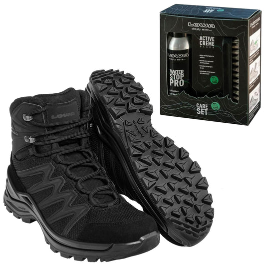 Buty damskie Innox Pro GTX Mid TF Black + Care Set Lowa do czyszczenia obuwia - zestaw