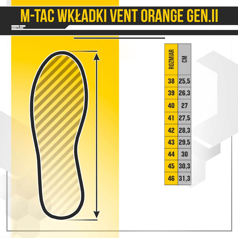 Wkładki do butów M-Tac Vent Gen. II - Orange