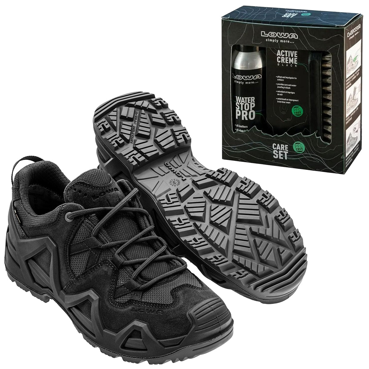 Buty Zephyr GTX Low MK2 Black + Care Set Lowa do czyszczenia obuwia - zestaw
