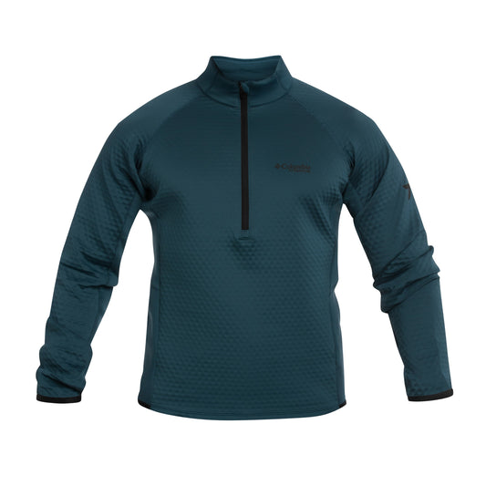 Polar Columbia Crystal Leaf Omni-Heat Helix Technical Half Zip Fleece - Everblue/Black