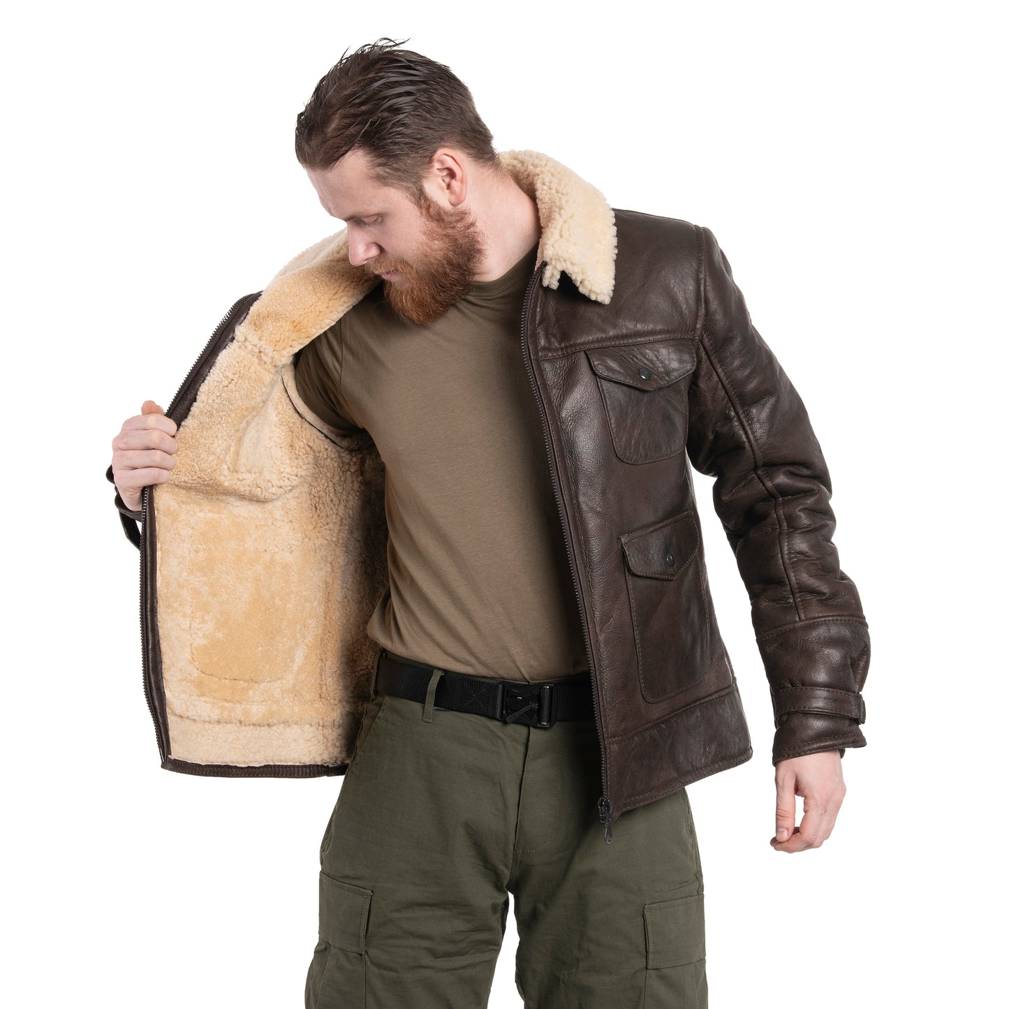 Kurtka skórzana Mil-Tec US Navy A4 Sheepskin - Brown