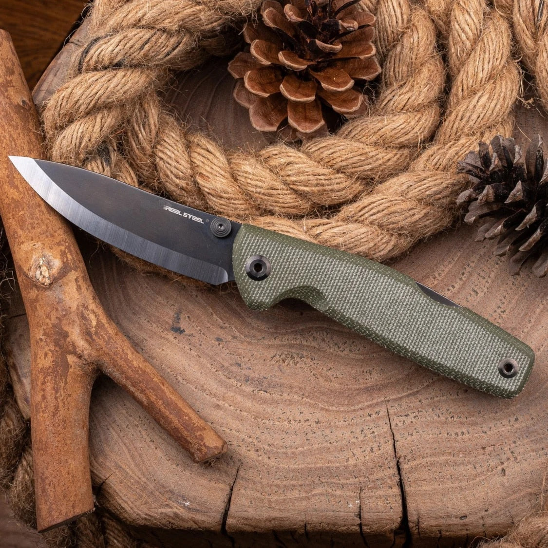 Nóż składany Real Steel Yak 7871GM - Green Micarta